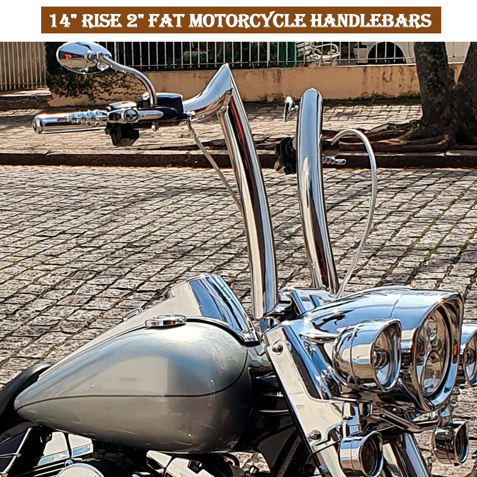 14'' 16'' Rise 2" Ape Hanger Handlebar Aluminum Fits for Softail Fat Boy Harley Handlebar Thickened ram Horn Modification
