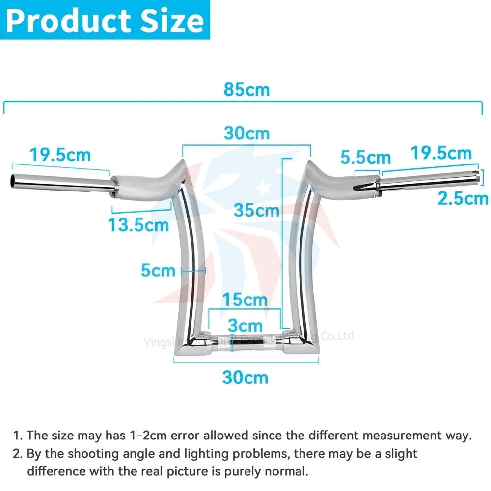 14'' 16'' Rise 2" Ape Hanger Handlebar Aluminum Fits for Softail Fat Boy Harley Handlebar Thickened ram Horn Modification