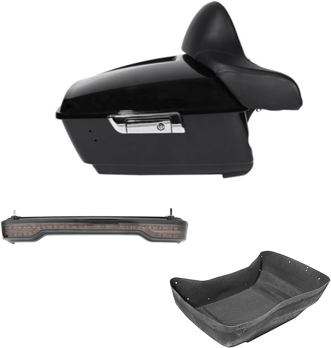 TCMT 13.7" King Motorcycle Trunk Box Wrap-Around Backrest Taillight Fit For Harley 2014-2025 Touring CVO Road King Road Glide Street Glide Electra Glide Pack