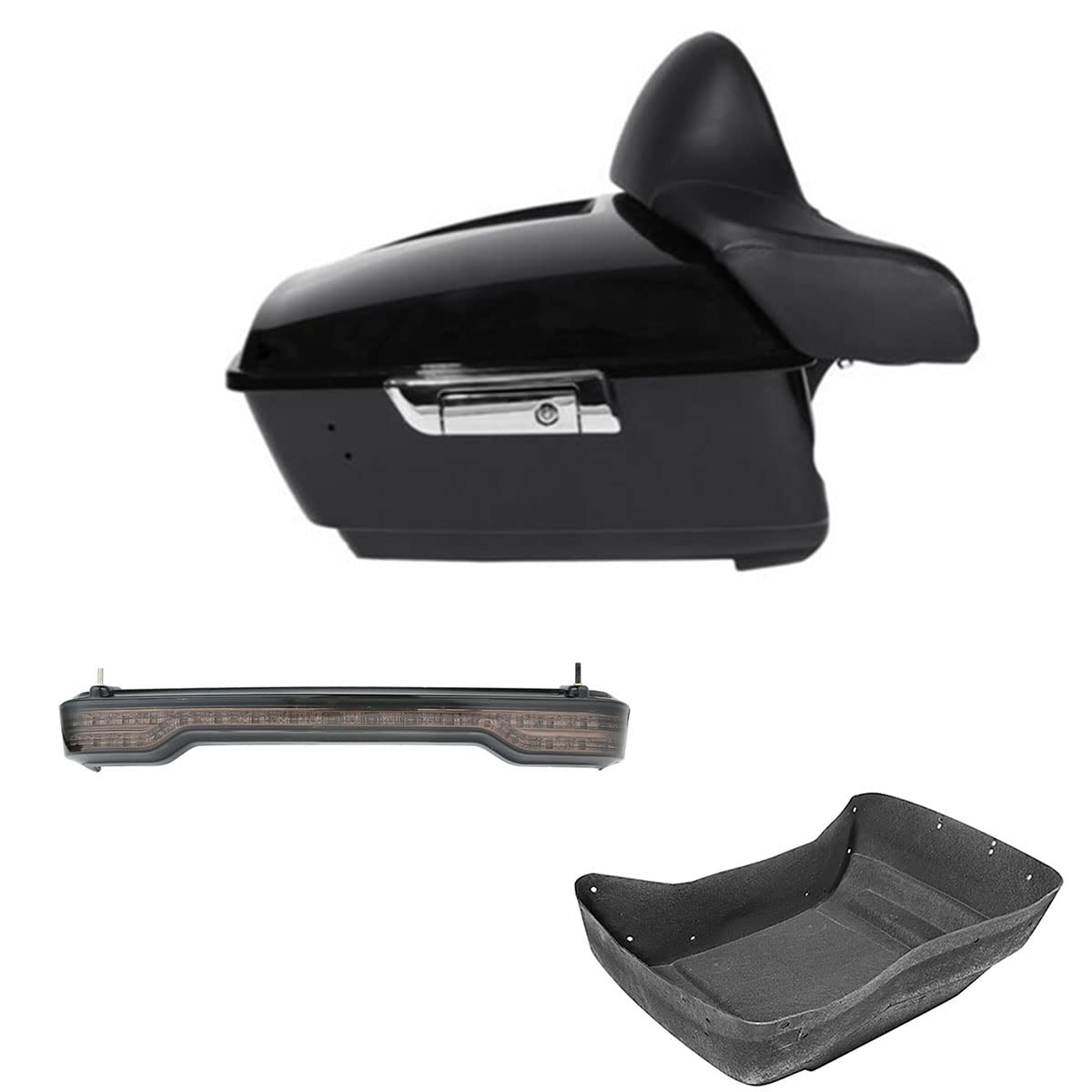 TCMT 13.7" King Motorcycle Trunk Box Wrap-Around Backrest Speakers Taillight Fit For Harley 2014-2025 Touring CVO Road King Road Glide Street Glide Electra Glide Pack