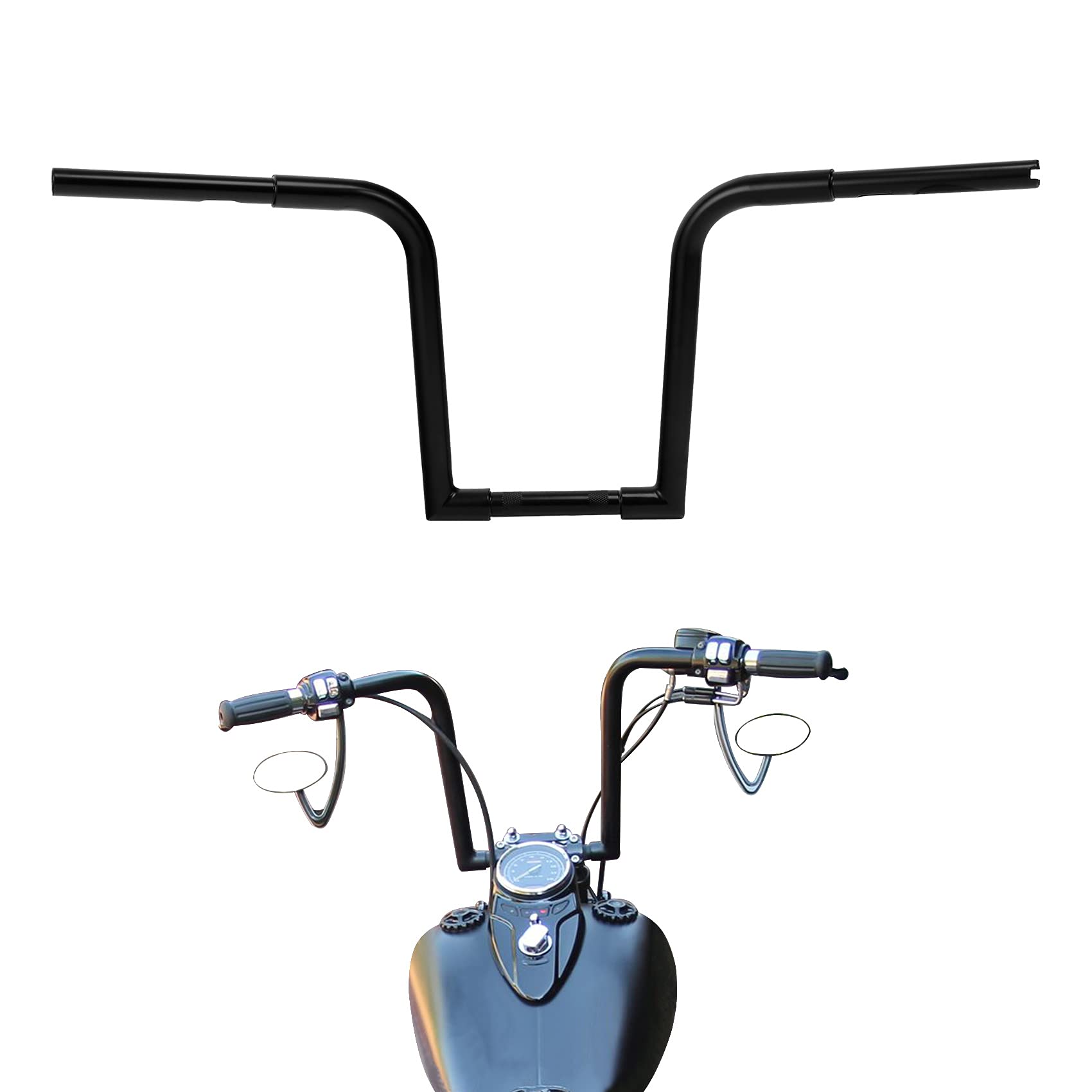TCMT Ape Hanger Bar Fat 1-1/4" 12" Rise Handlebar Fits For Harley FLST FXST Softail Slim Heritage Fat Boy Deluxe Sportster XL 883 1200 Dyna Super Glide Wide Glide Low Rider Fat Bob Custom Application