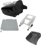 TCMT 13.7" King Motorcycle Trunk Backrest Pad Luggage Rack 2 Up Mounting Rack Base Plate Fit For Harley 2014-2025 Touring CVO Road King Road Glide Street Glide Electra Glide Pack