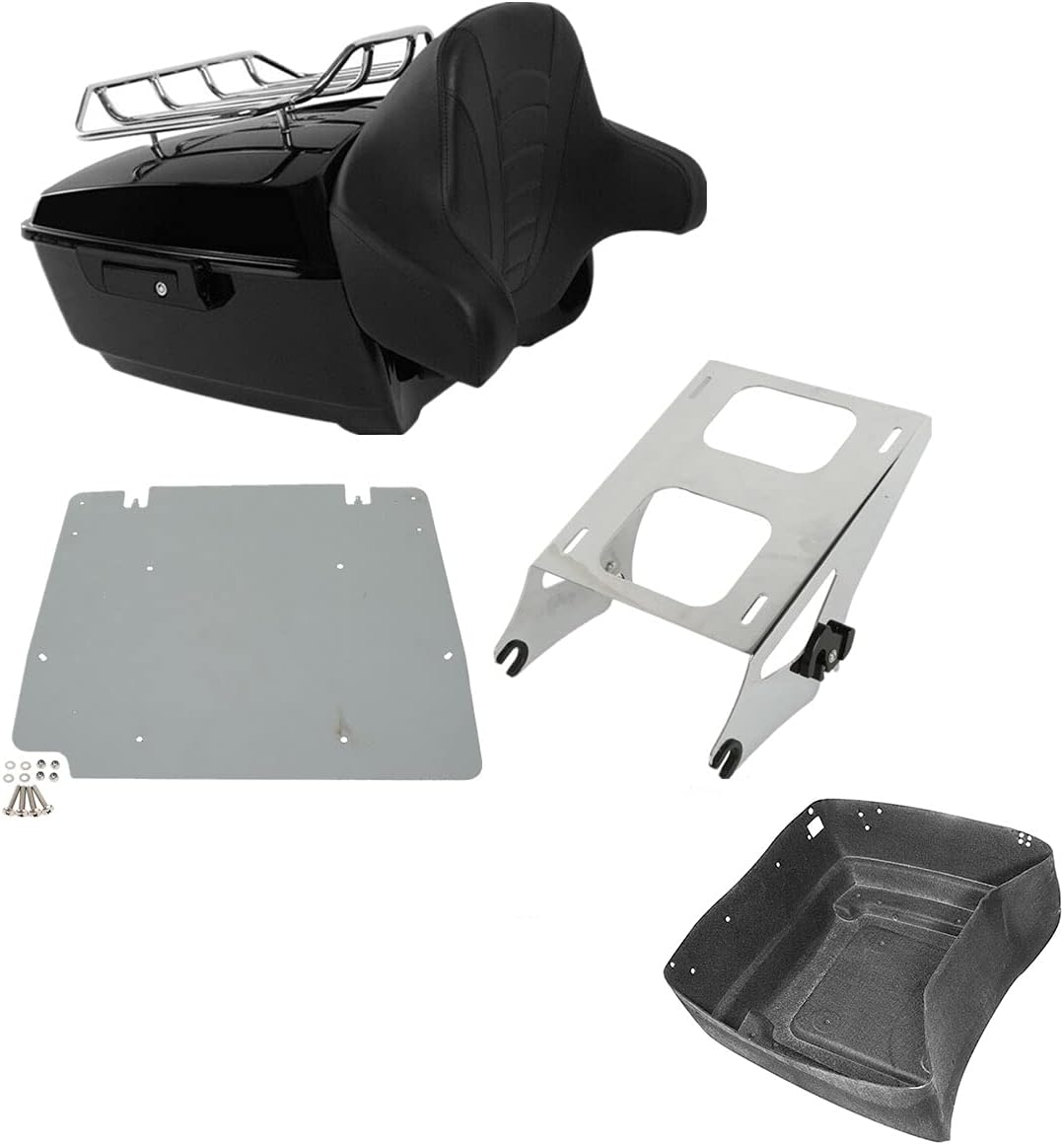 TCMT 13.7" King Motorcycle Trunk Backrest Pad Luggage Rack 2 Up Mounting Rack Base Plate Fit For Harley 2014-2025 Touring CVO Road King Road Glide Street Glide Electra Glide Pack