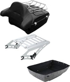 TCMT 13.7" King Motorcycle Trunk Box Backrest Luggage Rack 2 Up Mount Rack Fit For Harley 2014-2025 Touring CVO Road King Road Glide Street Glide Electra Glide Pack
