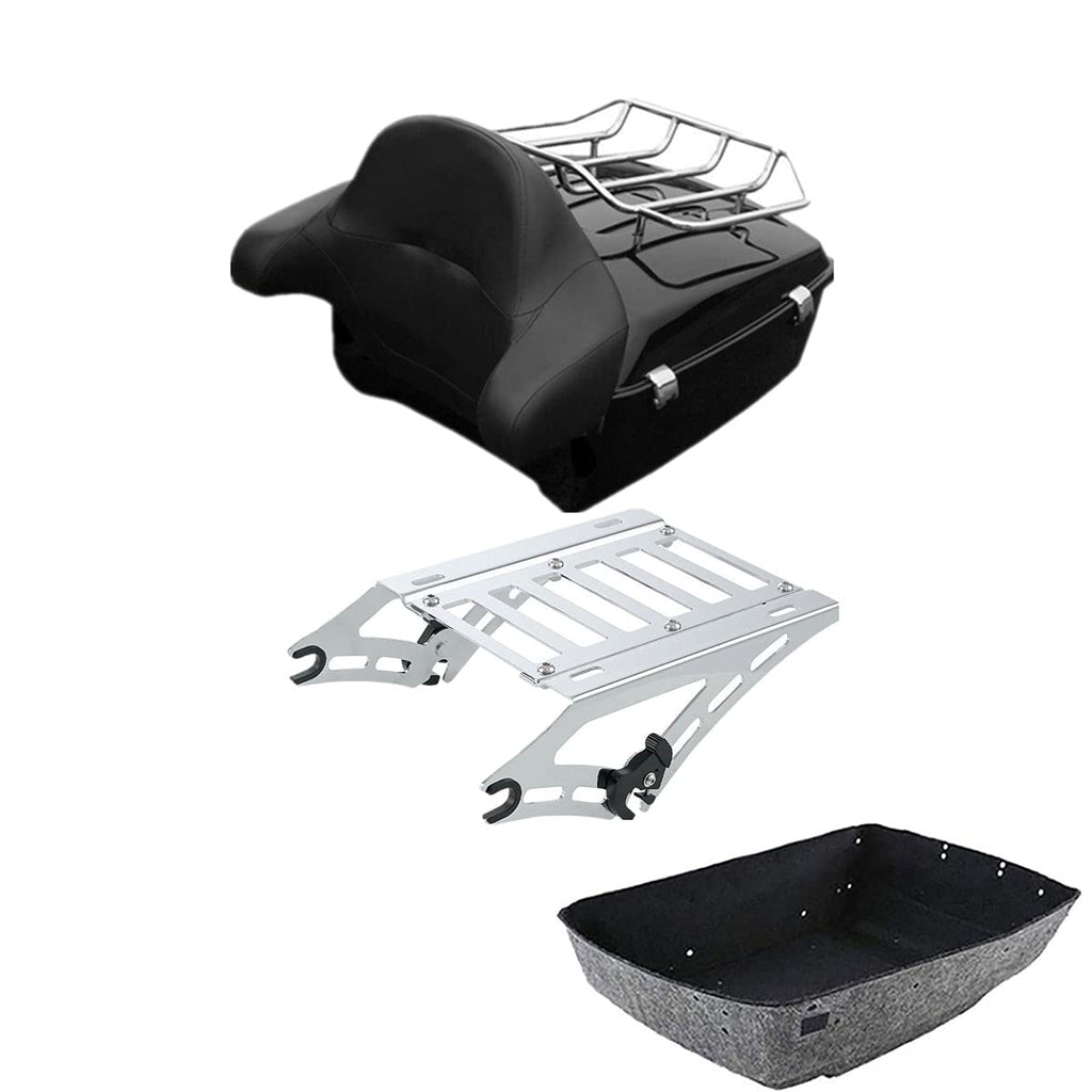 TCMT 13.7" King 2014-2025 Motorcycle Trunk Backrest Pad Luggage Rack Speakers Taillight Fit For Harley Trunk Touring CVO Road King Road Glide Street Glide Electra Glide Pack