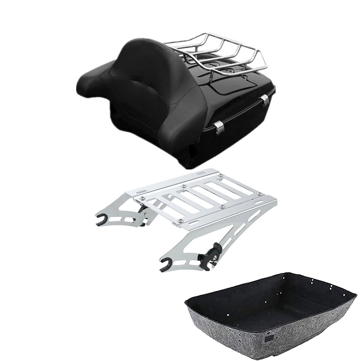 TCMT 13.7" King 2014-2025 Motorcycle Trunk Backrest Pad Luggage Rack Speakers Taillight Fit For Harley Trunk Touring CVO Road King Road Glide Street Glide Electra Glide Pack