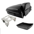 TCMT 10.7" Black Latches Chopped Motorcycle Trunk Backrest Pad Smoke LED Tail Light Fit For Harley 2014-2025 Street Glide Road King Electra Glide Ultra-Classic Pack