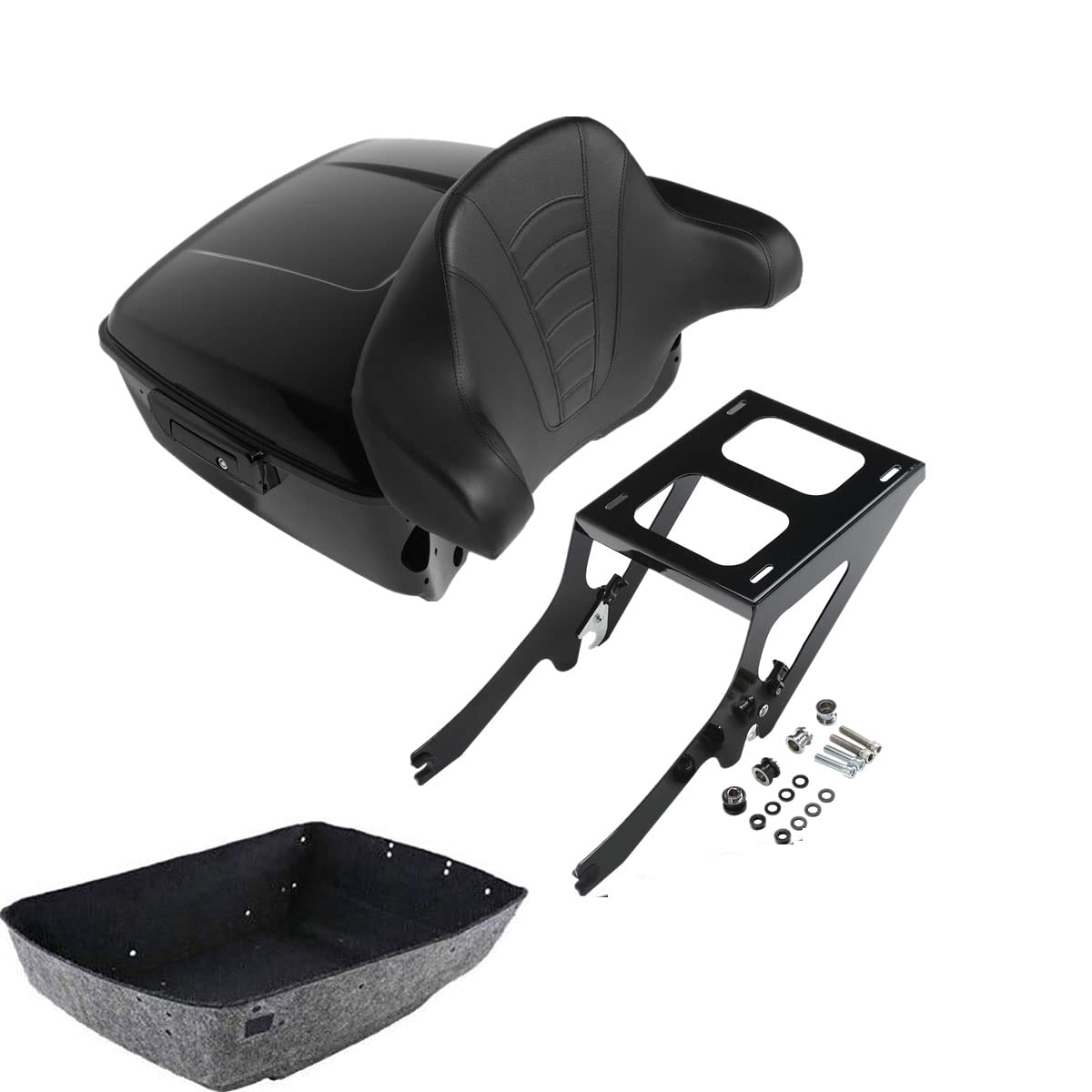 TCMT King Motorcycle Trunk Box Wrap-around Backrest Two-Up Mounting Rack Luggage Rack Base Plate Fit For Harley 2018-2025 Heritage Classic 2018-2020 Deluxe FLDE 2024 Hydra-Glide Revival FLI Pack