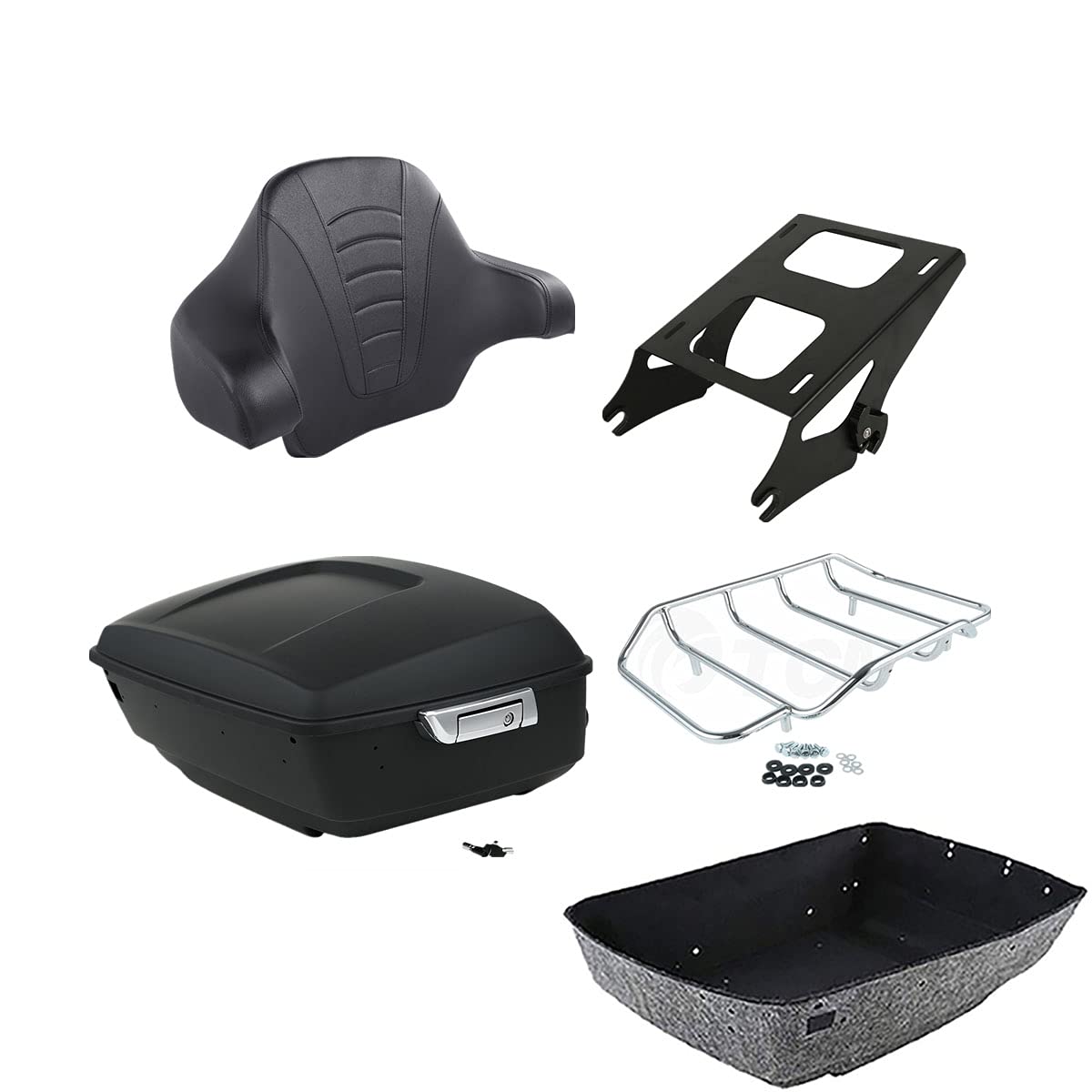 TCMT 13.7" King 2014-2025 Motorcycle Trunk Backrest Pad Top Luggage Rack Mount Rack Fit For Harley Trunk Touring CVO Road King Road Glide Street Glide Electra Glide Ultra Limited Pack