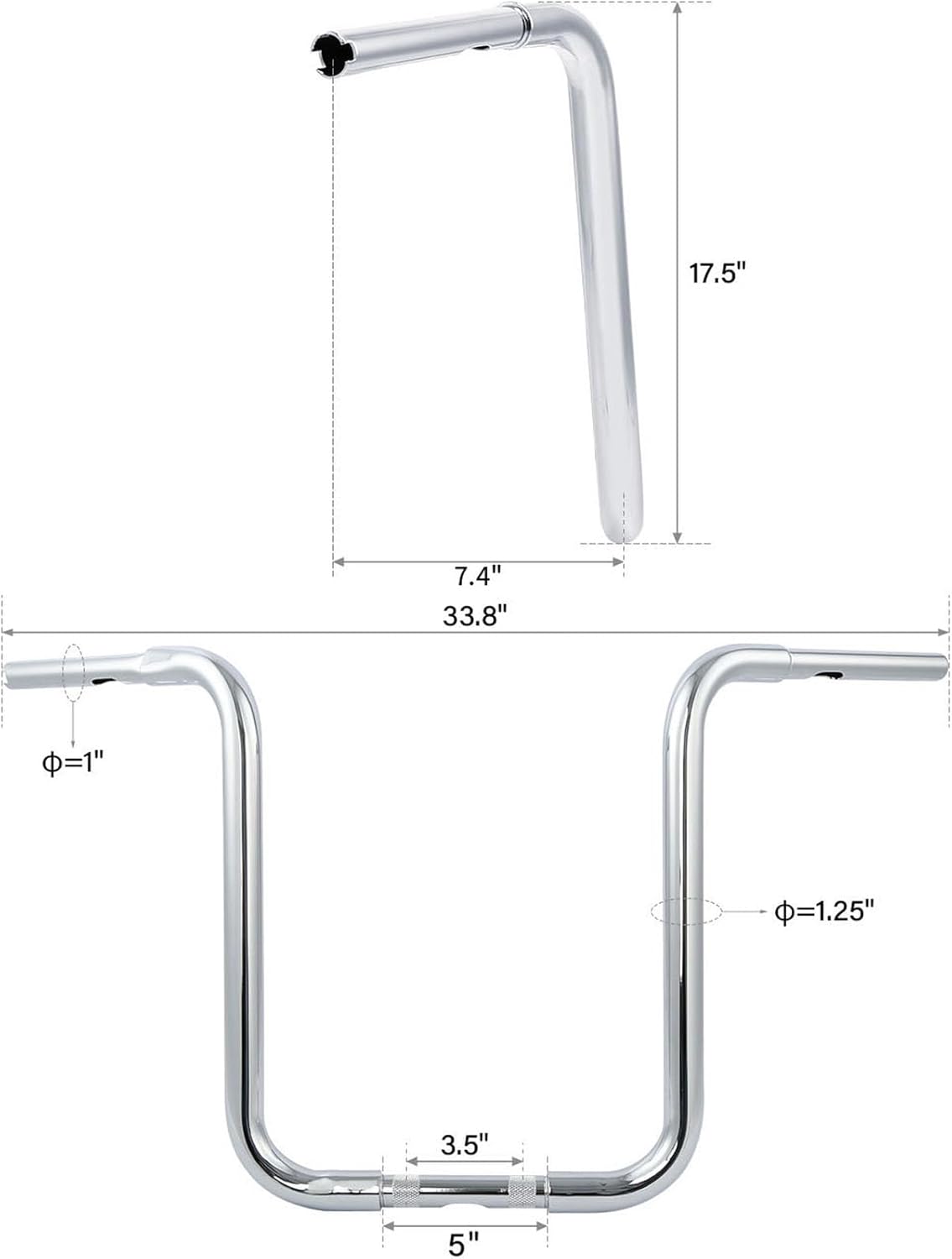 TCMT 18" Rise 1-1/4" Ape HangerBar Handlebar Fits For Harley Sportster XL 883 1200 Softail Slim Heritage Fat Boy Deluxe Deuce Dyna Super Glide Wide Glide Low Rider Fat Bob Custom Application