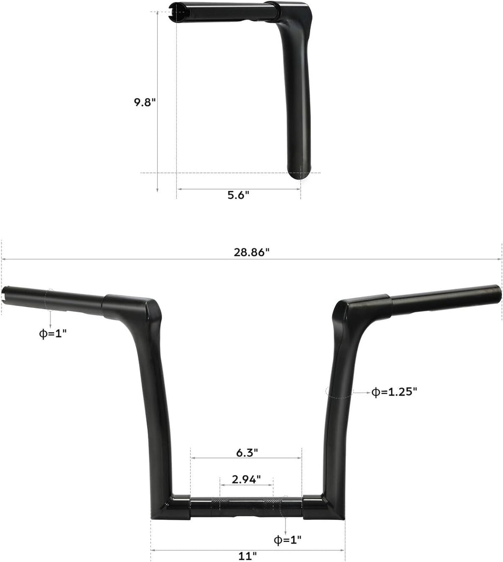 TCMT 10" Rise Ape Hangers 1 1/4" Handlebar Fit For Harley Softail Street Bob 2018-24