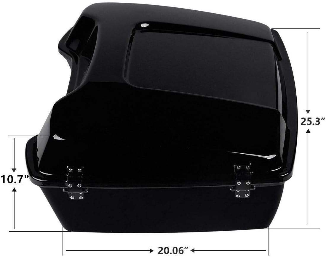 TCMT 10.7" Black Latches Chopped Motorcycle Trunk Box Backrest Pad Mount Rack Fit For Harley Touring 1997-2008 Road King Road Street Electra Glide Pack