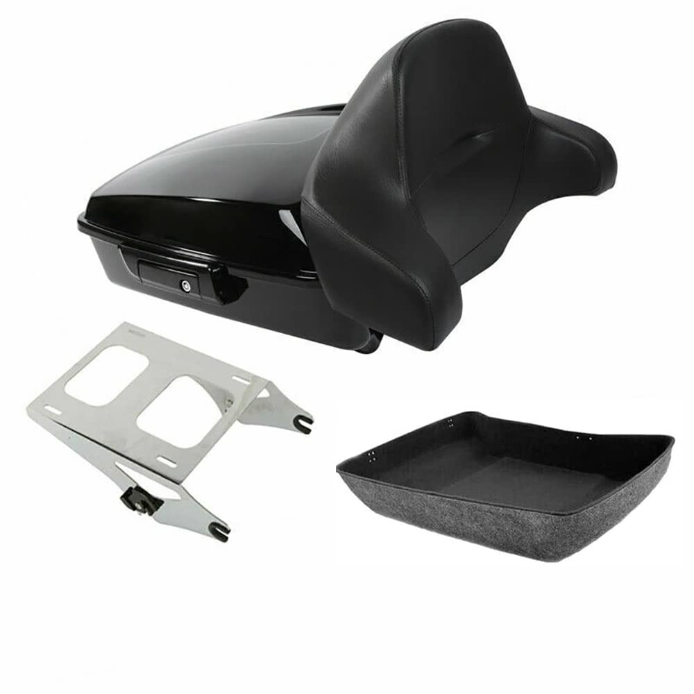 TCMT 10.7" Chopped Motorcycle Trunk Box Backrest LED Tail Light Fit For Harley Touring 2014-2025 Electra Glide Road Glide Road King FLHT FLTRX FLHR Chrome Latch Pack