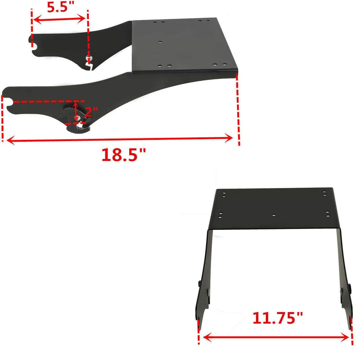 TCMT 5.5" Razor Motorcycle Trunk Backrest Pad Mount Rack Front Docking Hardware Fit for Harley Touring 1997-2008 Touring Road King Electra Glide Road Glide Pack