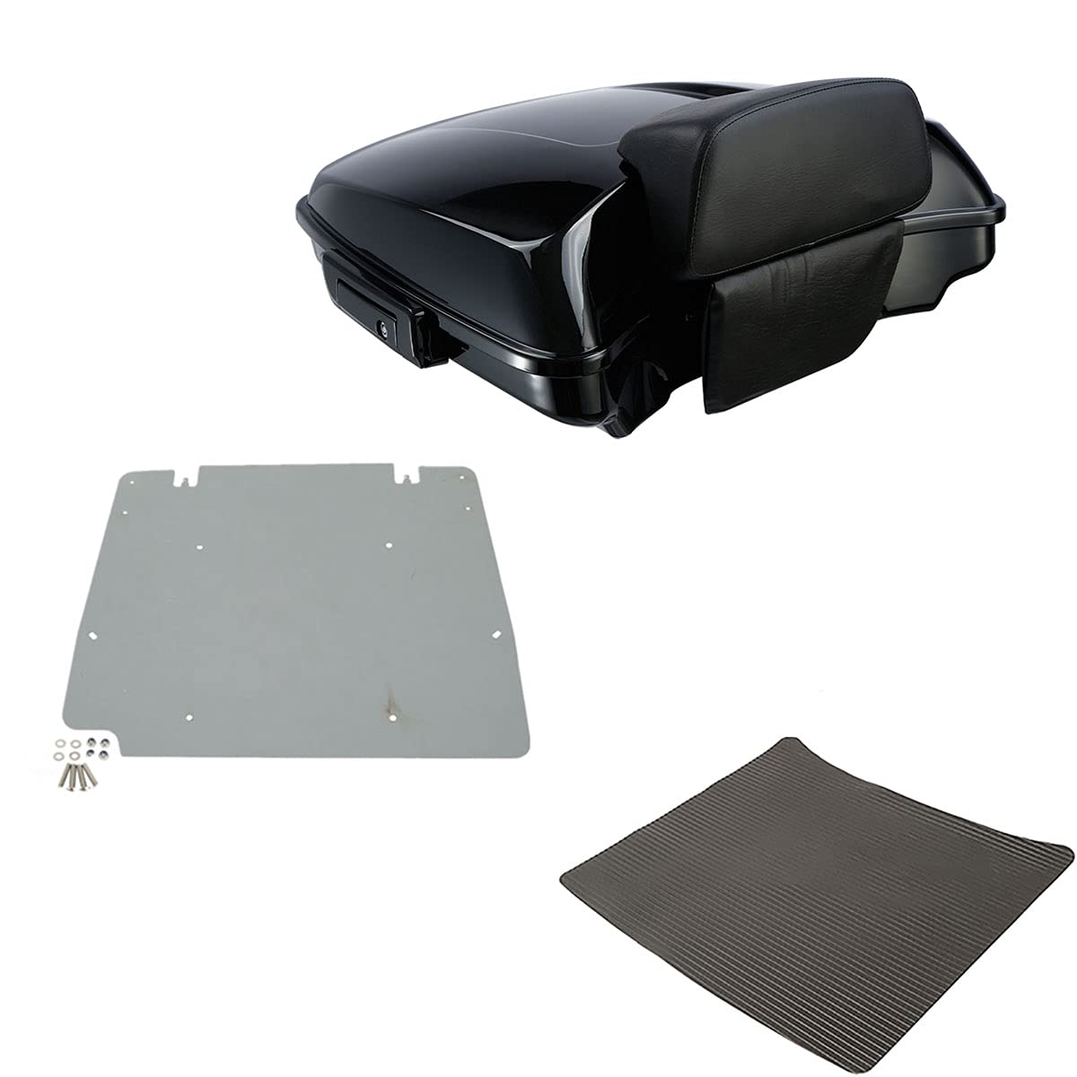 TCMT 5.5" Razor Motorcycle Trunk Box Backrest Two Up Mount Rack Base Plate Fit For Harley Touring 2014-2025 CVO Road King Road Glide Street Glide Electra Glide Pack