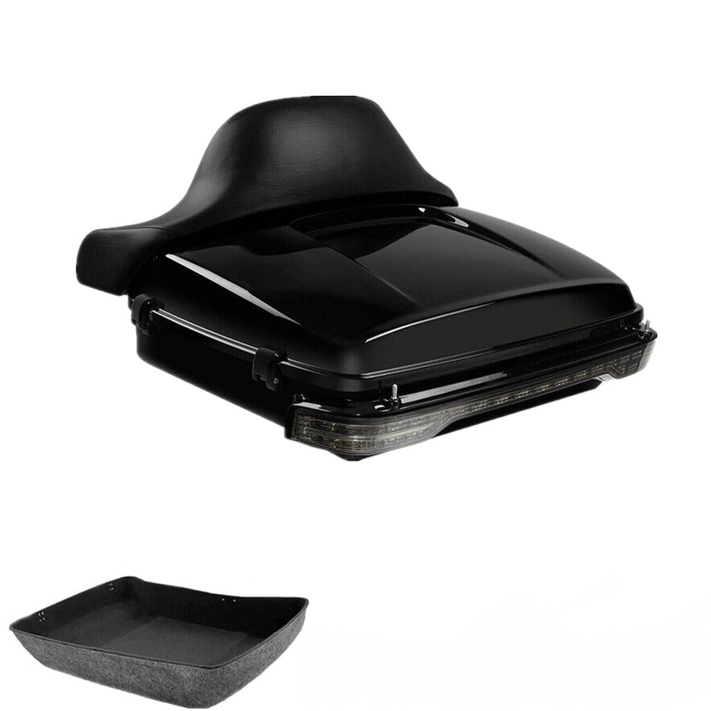 TCMT 10.7" Chopped Motorcycle Trunk Box Backrest LED Tail Light Fit For Harley Touring 2014-2025 Electra Glide Road Glide Road King FLHT FLTRX FLHR Chrome Latch Pack