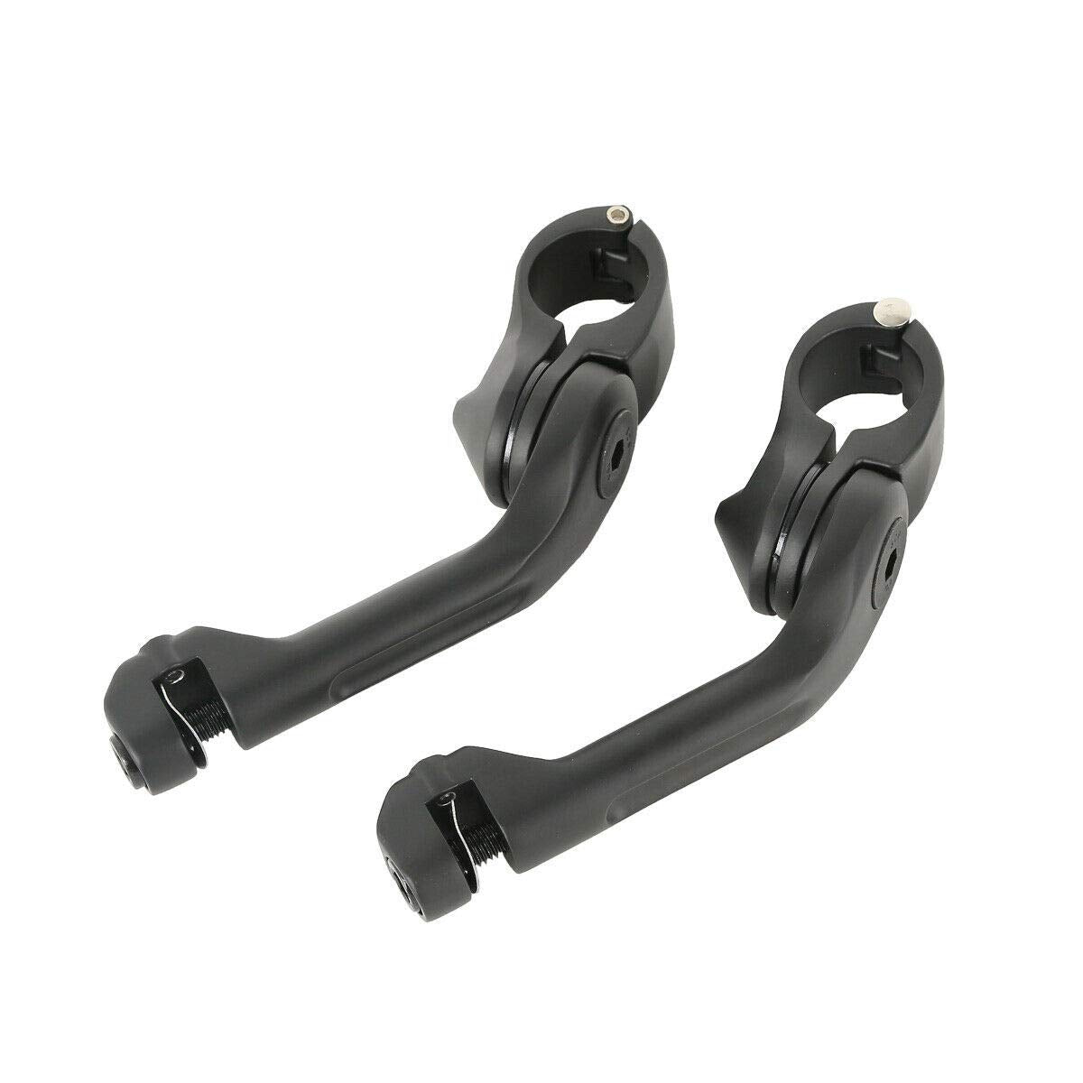 TCMT 1-1/4" 1.25" 32mm Black Long Angled Highway Engine Guard Foot Pegs Kit Fits For Harley Touring Road King Street Glide Road Glide Electra Glide Softail Sportster Dyna with 1.25" Engine Guards