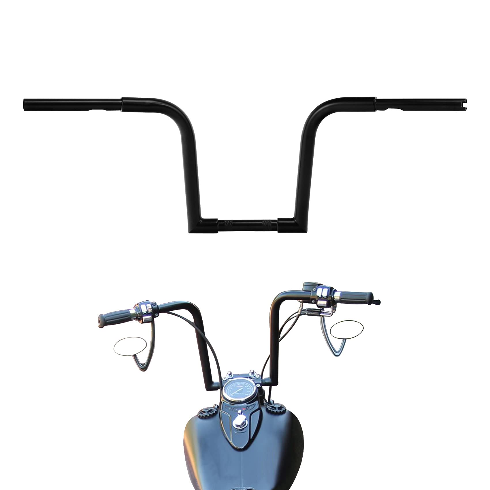 TCMT Ape Hanger Bar Fat 1-1/4" 12" Rise Handlebar Fits For Harley FLST FXST Softail Slim Heritage Fat Boy Deluxe Sportster XL 883 1200 Dyna Super Glide Wide Glide Low Rider Fat Bob Custom Application