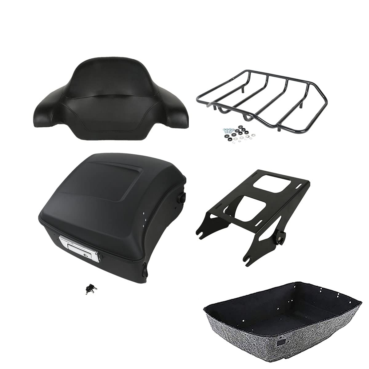 TCMT 13.7" King 2014-2025 Motorcycle Trunk Backrest Pad Top Luggage Rack Speakers Fit For Harley Touring CVO Road King Street Electra Glide Ultra Limited Pack