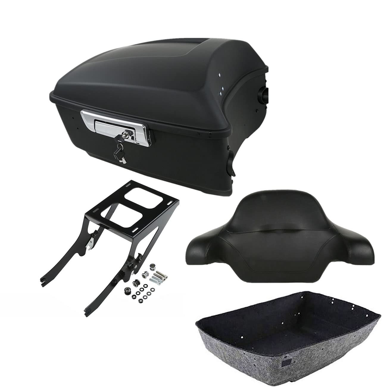 TCMT King Motorcycle Trunk Box Wrap-around Backrest Two-Up Mounting Rack Luggage Rack Fit For Harley 2018-2025 Heritage Classic 2018-2020 Deluxe FLDE 2024 Hydra-Glide Revival FLI Pack