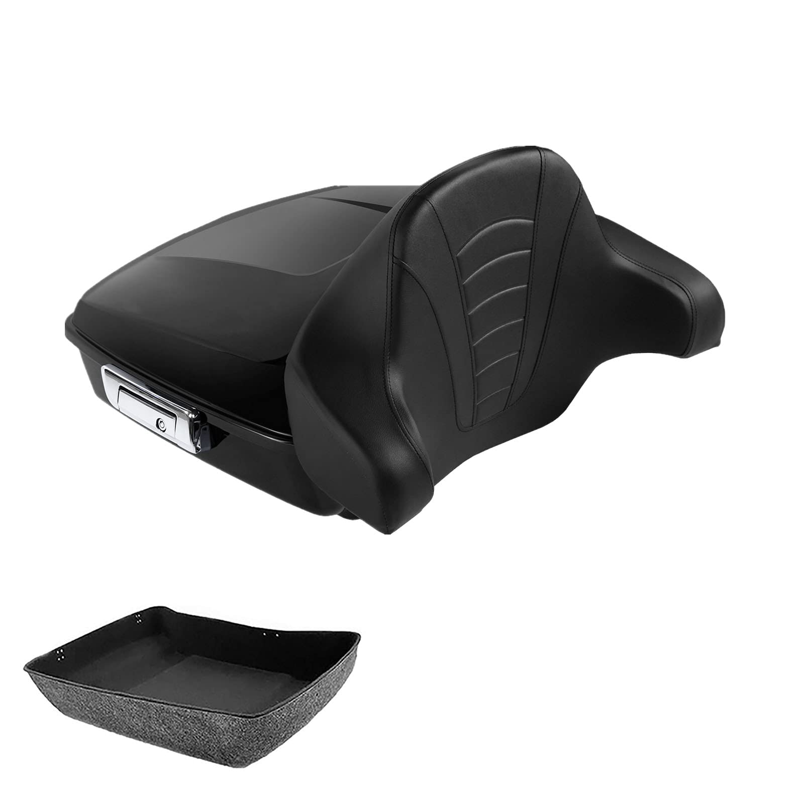 TCMT 10.7" Chopped Motorcycle Trunk Box Backrest LED Tail Light Fit For Harley Touring 2014-2025 Electra Glide Road Glide Road King FLHT FLTRX FLHR Chrome Latch Pack