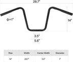 TCMT Black 14" Rise Drag Ape Hanger Bar 1" HandleBar Fits For Harley Sportster XL 883 1200