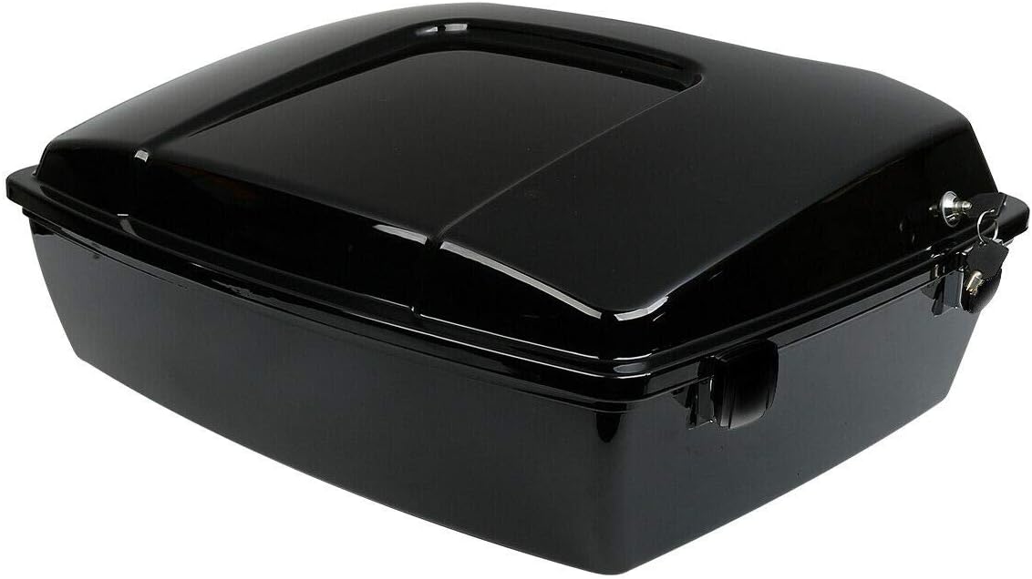 TCMT 10.7" Black Latches Chopped Motorcycle Trunk Box Backrest Pad Mount Rack Fit For Harley Touring 1997-2008 Road King Road Street Electra Glide Pack