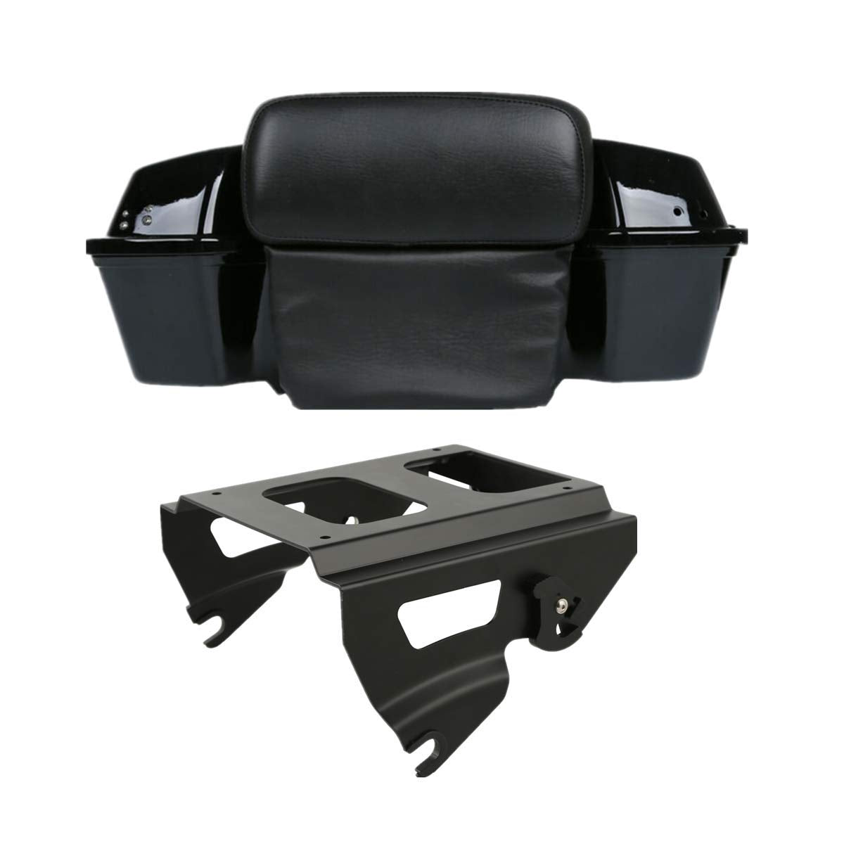 TCMT 5.5" Razor Motorcycle Trunk Box Backrest Pad Two Up Mounting Rack Fit For Harley 2009-2013 Touring Road Glide Street Glide Electra Glide Road King Pack