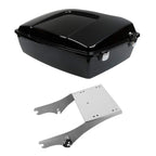 TCMT 10.7" Black Latches Chopped Motorcycle Trunk Box Backrest Pad Mount Rack Fit For Harley Touring 1997-2008 Road King Road Street Electra Glide Pack