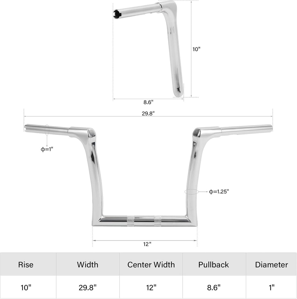 TCMT 10'' Rise Ape Hanger Fat Bars 1-1/4" Handlebar Fit For Harley Road King 2014-2023 Fat Boy FLFBS Sport Glide FLSB Breakout 2018-2023
