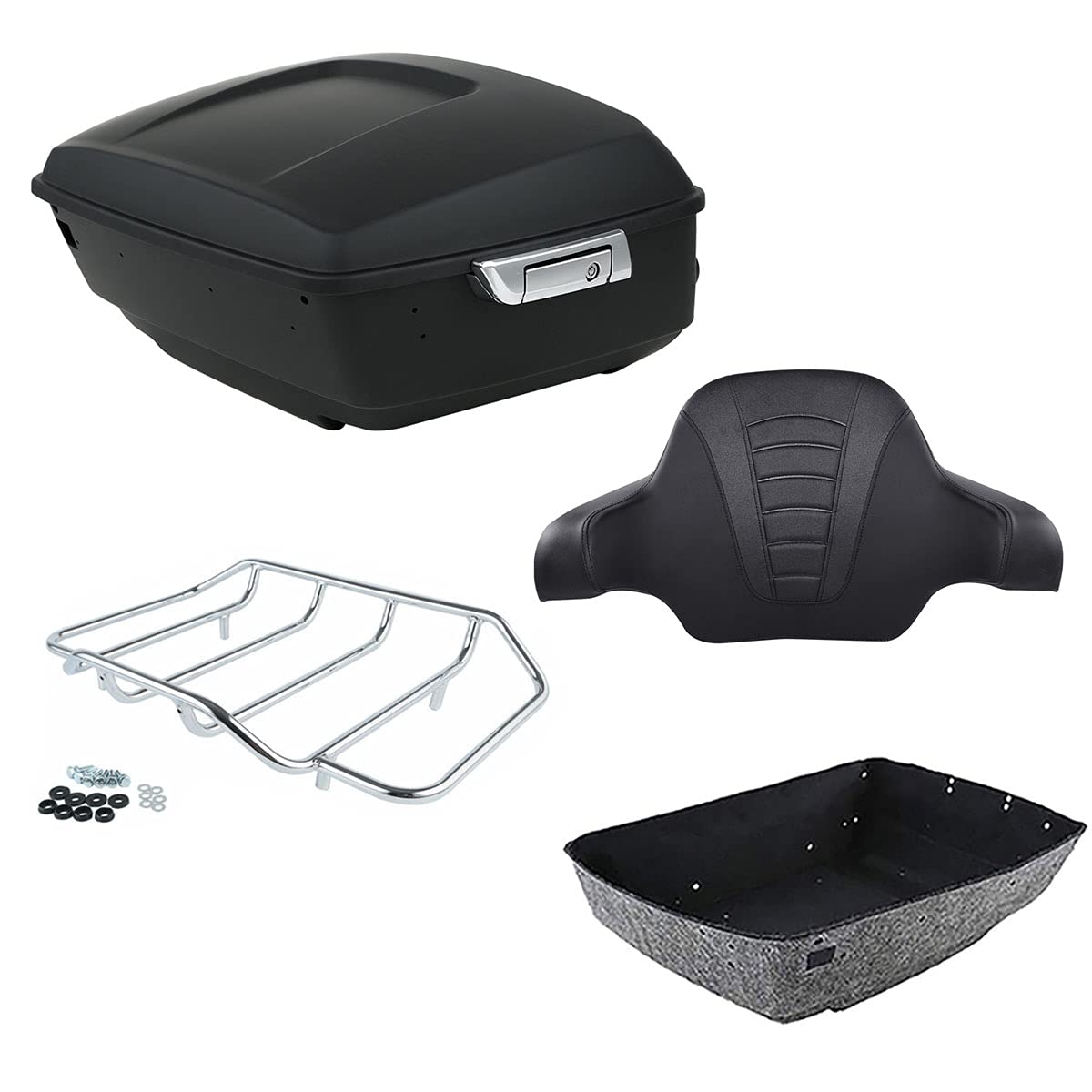 TCMT 13.7" King 2014-2025 Motorcycle Trunk Backrest Pad Top Luggage Rack Mount Rack Fit For Harley Trunk Touring CVO Road King Road Glide Street Glide Electra Glide Ultra Limited Pack
