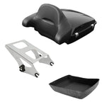 TCMT 10.7" Chopped Motorcycle Trunk Box Backrest LED Tail Light Fit For Harley Touring 2014-2025 Electra Glide Road Glide Road King FLHT FLTRX FLHR Chrome Latch Pack