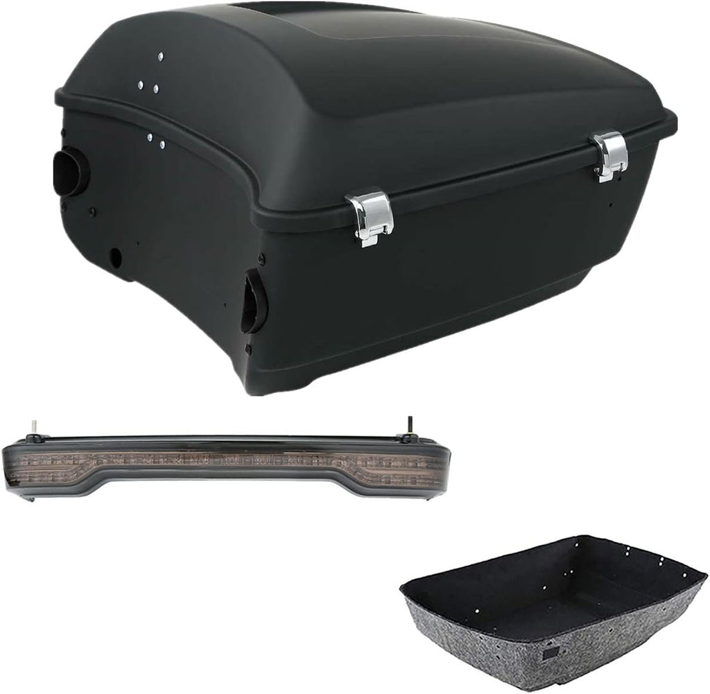 TCMT 13.7" King Motorcycle Trunk Box W/Latches Brake TailLight Fit For Harley 2014-2025 Touring CVO Road King Road Glide Street Glide Electra Glide Ultra Limited Pack Trunk