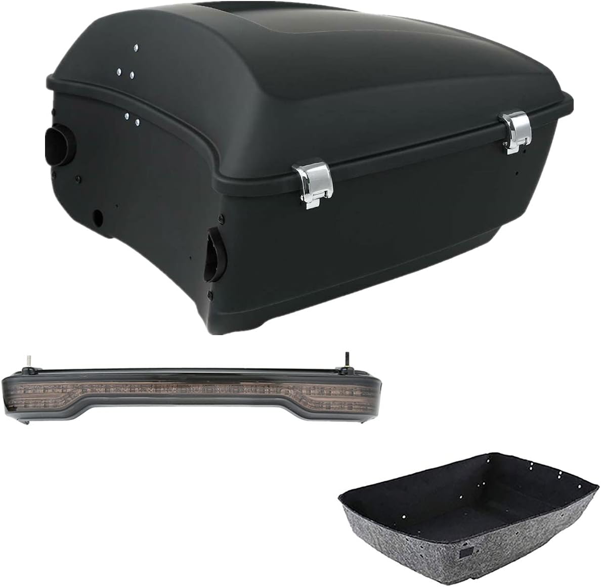 TCMT 13.7" King Motorcycle Trunk Box W/Latches Brake TailLight Fit For Harley 2014-2025 Touring CVO Road King Road Glide Street Glide Electra Glide Ultra Limited Pack Trunk