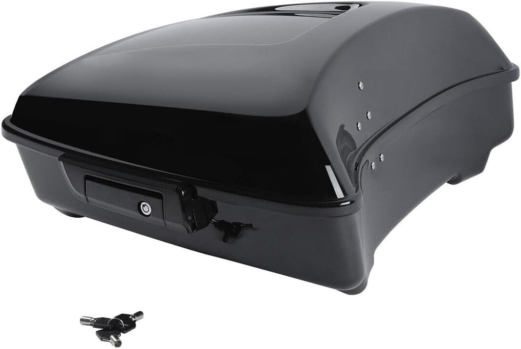 TCMT 10.7" Black Latch Chopped Motorcycle Trunk Box Pad Luggage Rack LED Tail Light Fit For Harley 2014-2025 Touring Street Glide Road King Electra Glide Ultra-Classic FLHX FLHR FLHT Pack