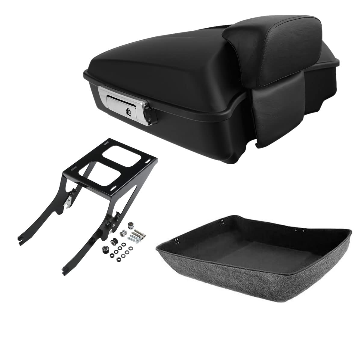 TCMT King Motorcycle Trunk Box Wrap-around Backrest Two-Up Mounting Rack Luggage Rack Fit For Harley 2018-2025 Heritage Classic 2018-2020 Deluxe FLDE 2024 Hydra-Glide Revival FLI Pack