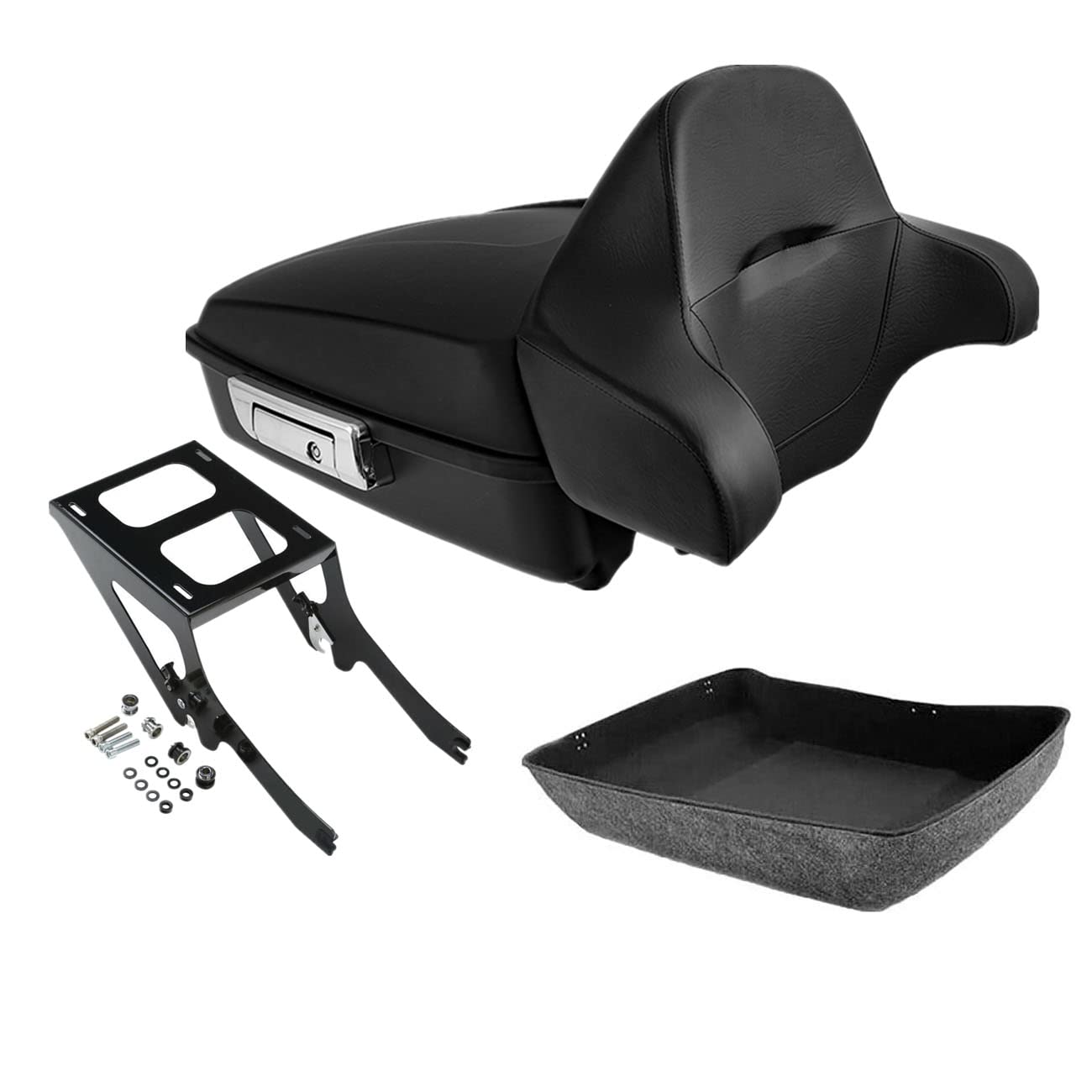 TCMT King Motorcycle Trunk Box Wrap-around Backrest Two-Up Mounting Rack Luggage Rack Base Plate Fit For Harley 2018-2025 Heritage Classic 2018-2020 Deluxe FLDE 2024 Hydra-Glide Revival FLI Pack