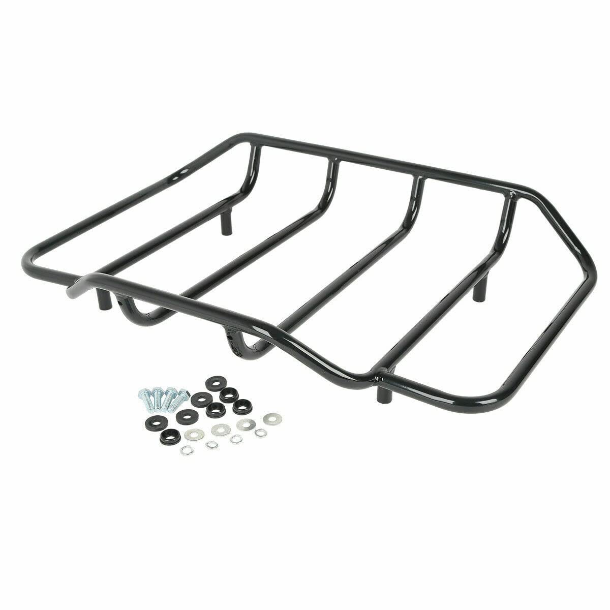 TCMT King Motorcycle Trunk Box Wrap-around Backrest Two-Up Mounting Rack Luggage Rack Base Plate Fit For Harley 2018-2025 Heritage Classic 2018-2020 Deluxe FLDE 2024 Hydra-Glide Revival FLI Pack