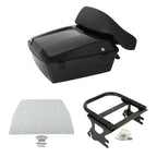 TCMT 10.7" Black Latches Chopped Motorcycle Trunk Box Backrest Pad Mount Rack Fit For Harley Touring 1997-2008 Road King Road Street Electra Glide Pack