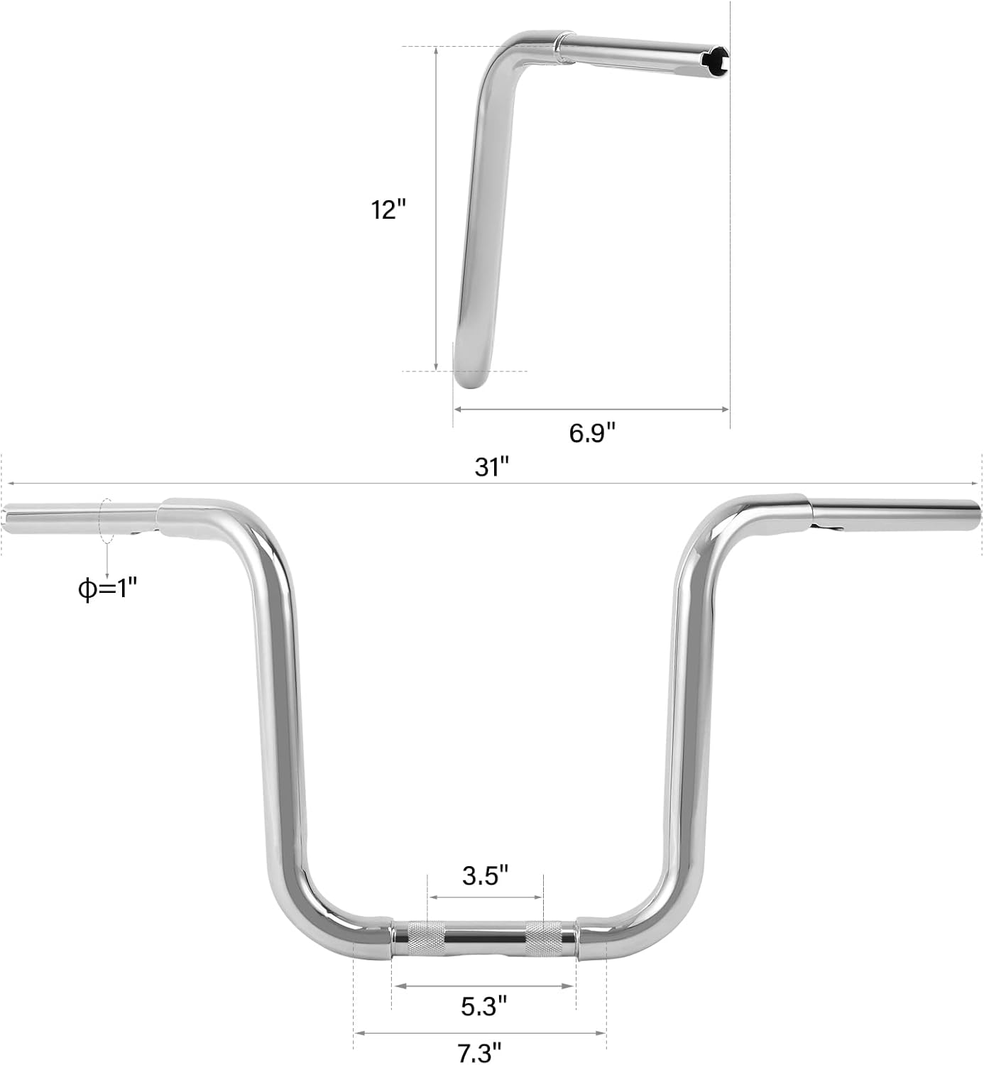 TCMT 12" Rise 1 1/4" Ape Hanger Handlebar Fit For Harley FLST FXST Sportster XL 883 1200 Softail Slim Heritage Fat Boy Deluxe Deuce Dyna Super Glide Wide Glide Low Rider Fat Bob Custom Application
