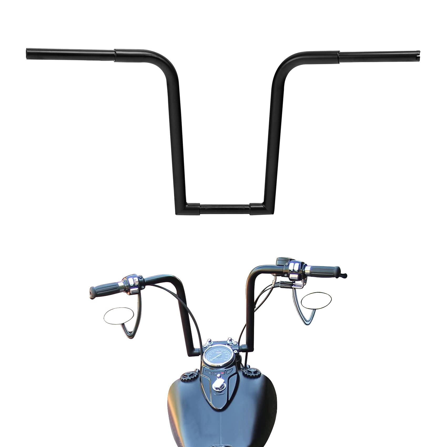 TCMT Ape Hanger Bar Fat 1-1/4" 12" Rise Handlebar Fits For Harley FLST FXST Softail Slim Heritage Fat Boy Deluxe Sportster XL 883 1200 Dyna Super Glide Wide Glide Low Rider Fat Bob Custom Application