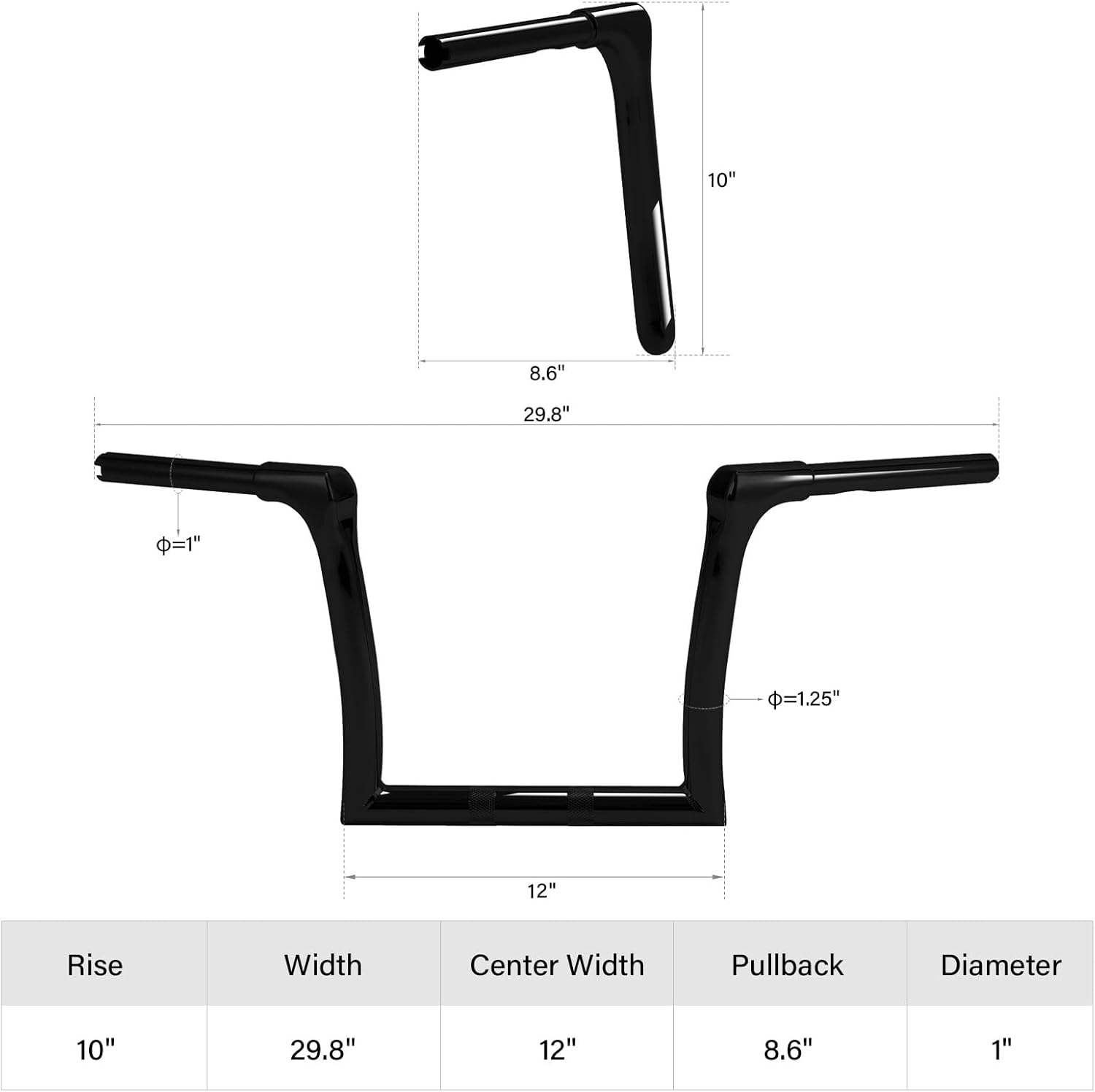 TCMT 10'' Rise 1.25'' Handle Bars Handlebar Fit For Harley Road King 2014-2023 Softail Breakout FXBR Fat Boy FLFB FLFBS Sport Glide FLSB 2018-2023