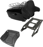 TCMT 13.7" King Motorcycle Trunk Backrest Pad Luggage Rack 2 Up Mounting Rack Fit For Harley 2014-2025 Touring CVO Road King Road Glide Street Glide Electra Glide Pack