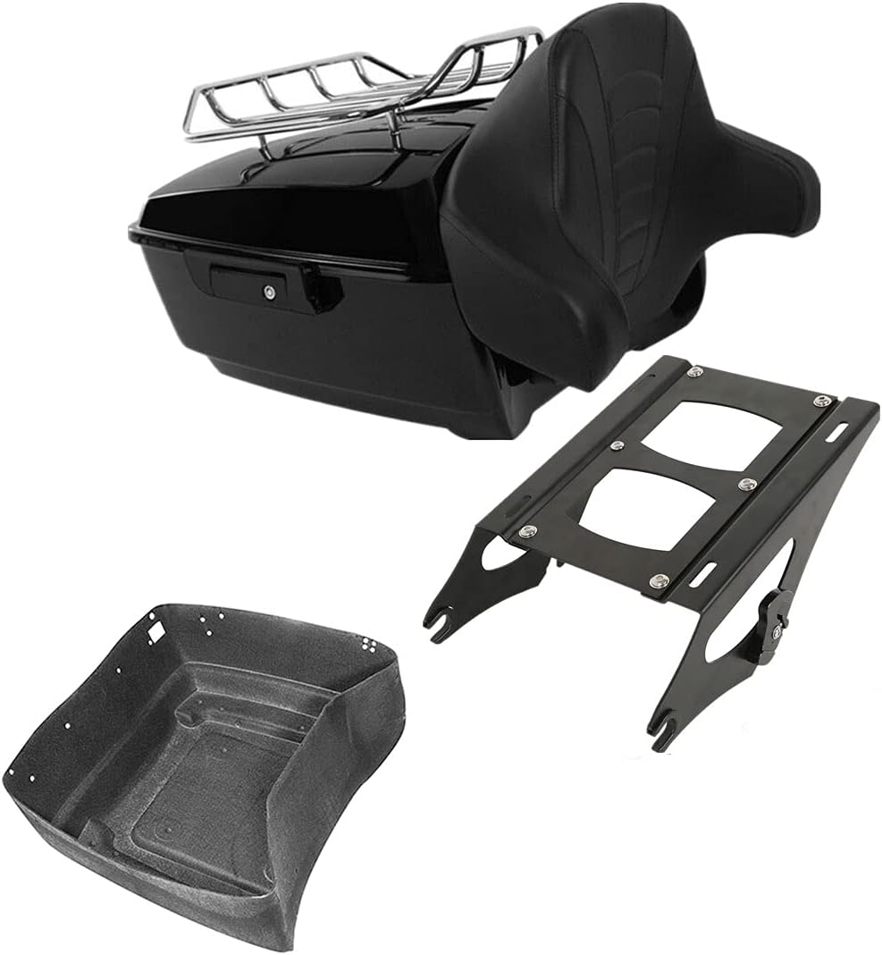 TCMT 13.7" King Motorcycle Trunk Backrest Pad Luggage Rack 2 Up Mounting Rack Fit For Harley 2014-2025 Touring CVO Road King Road Glide Street Glide Electra Glide Pack