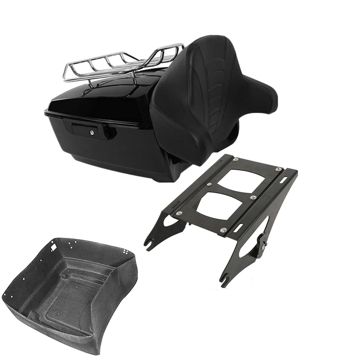 TCMT 13.7" King Motorcycle Trunk Backrest Pad 2 Up Mounting Rack Fit For Harley 2014-2025 Touring CVO Road King Road Glide Street Glide Electra Glide Pack