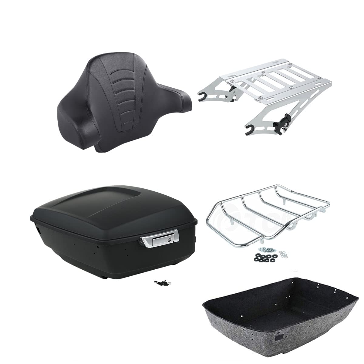 TCMT 13.7" King 2014-2025 Motorcycle Trunk Backrest Pad Top Luggage Rack Mount Rack Fit For Harley Trunk Touring CVO Road King Road Glide Street Glide Electra Glide Ultra Limited Pack