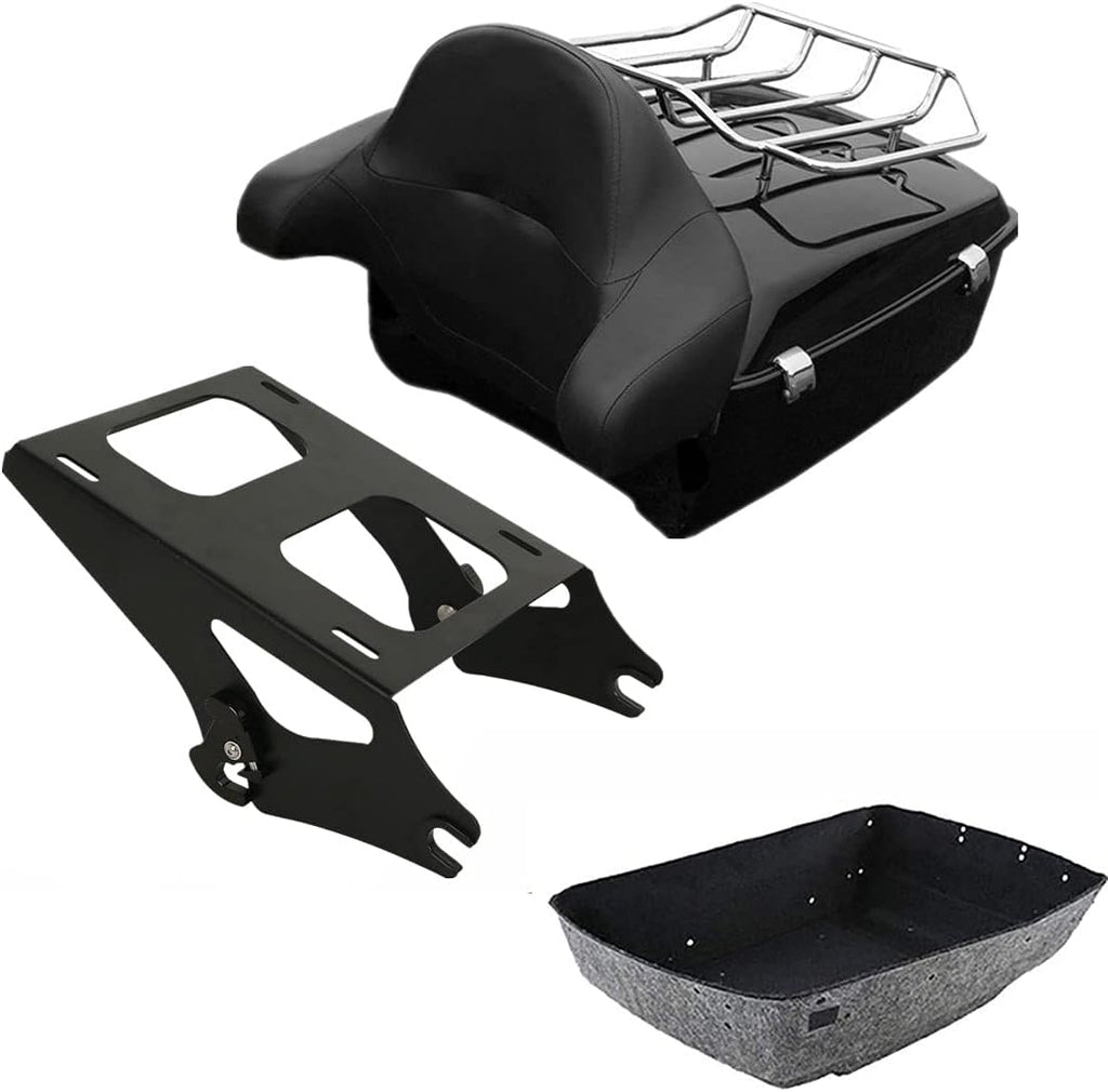 TCMT 13.7" King Motorcycle Trunk Box Backrest Pad Luggage Rack Mount Rack Fit For Harley 2014-2025 Touring CVO Road King Road Glide Street Glide Electra Glide Pack