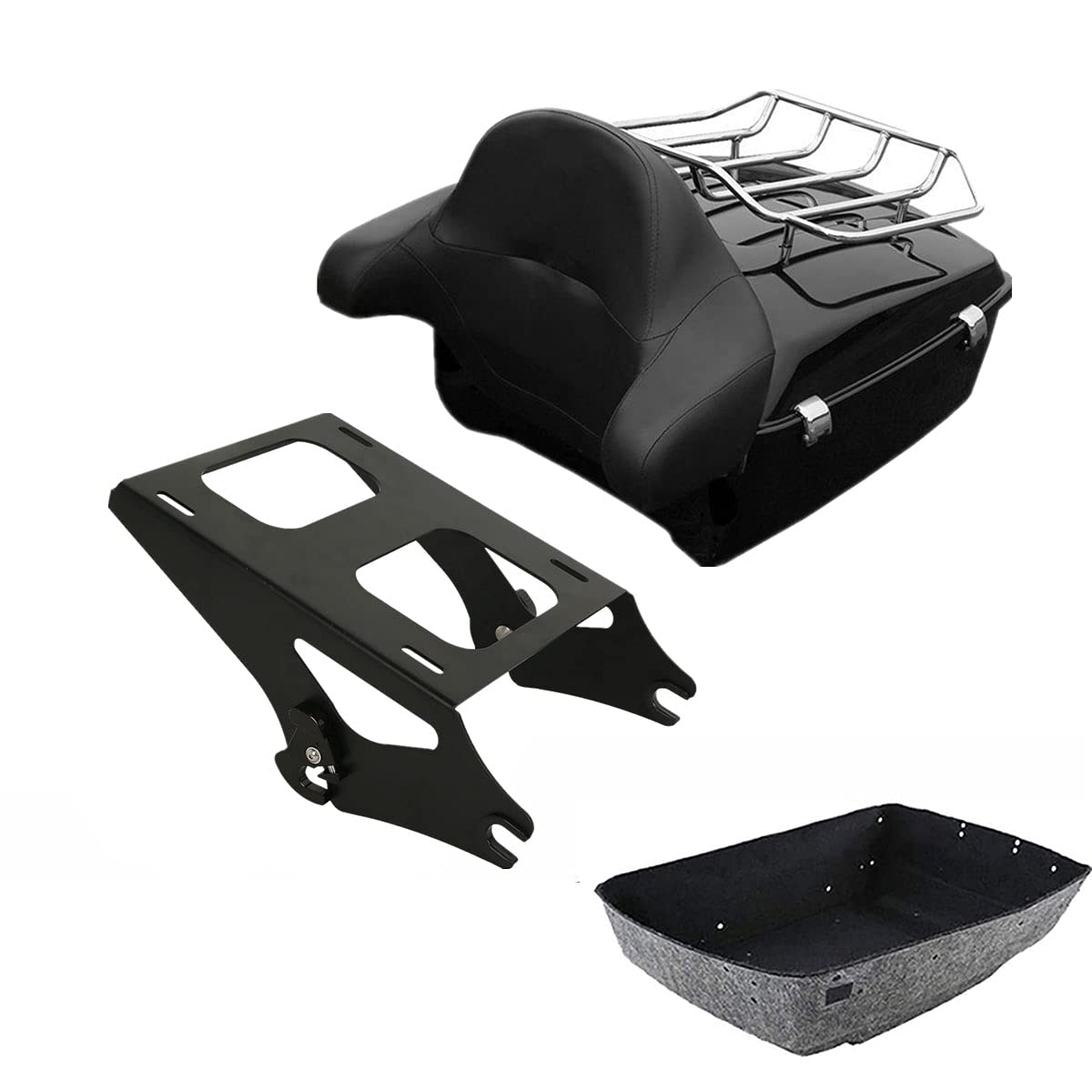 TCMT 13.7" King 2014-2025 Motorcycle Trunk Backrest Pad Luggage Rack Speakers Taillight Fit For Harley Trunk Touring CVO Road King Road Glide Street Glide Electra Glide Pack