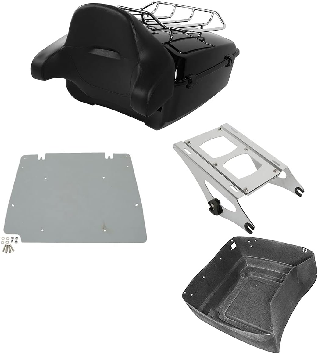 TCMT 13.7" King Motorcycle Trunk Backrest Pad Luggage Rack Two Up Mount Rack Base Plate Fit For Harley T2014-2025 Touring CVO Road King Road Glide Street Glide Electra Glide Pack