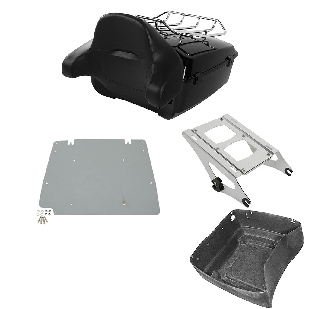 TCMT 13.7" King Motorcycle Trunk Backrest Pad Luggage Rack 2 Up Mounting Rack Fit For Harley 2014-2025 Touring CVO Road King Road Glide Street Glide Electra Glide Pack